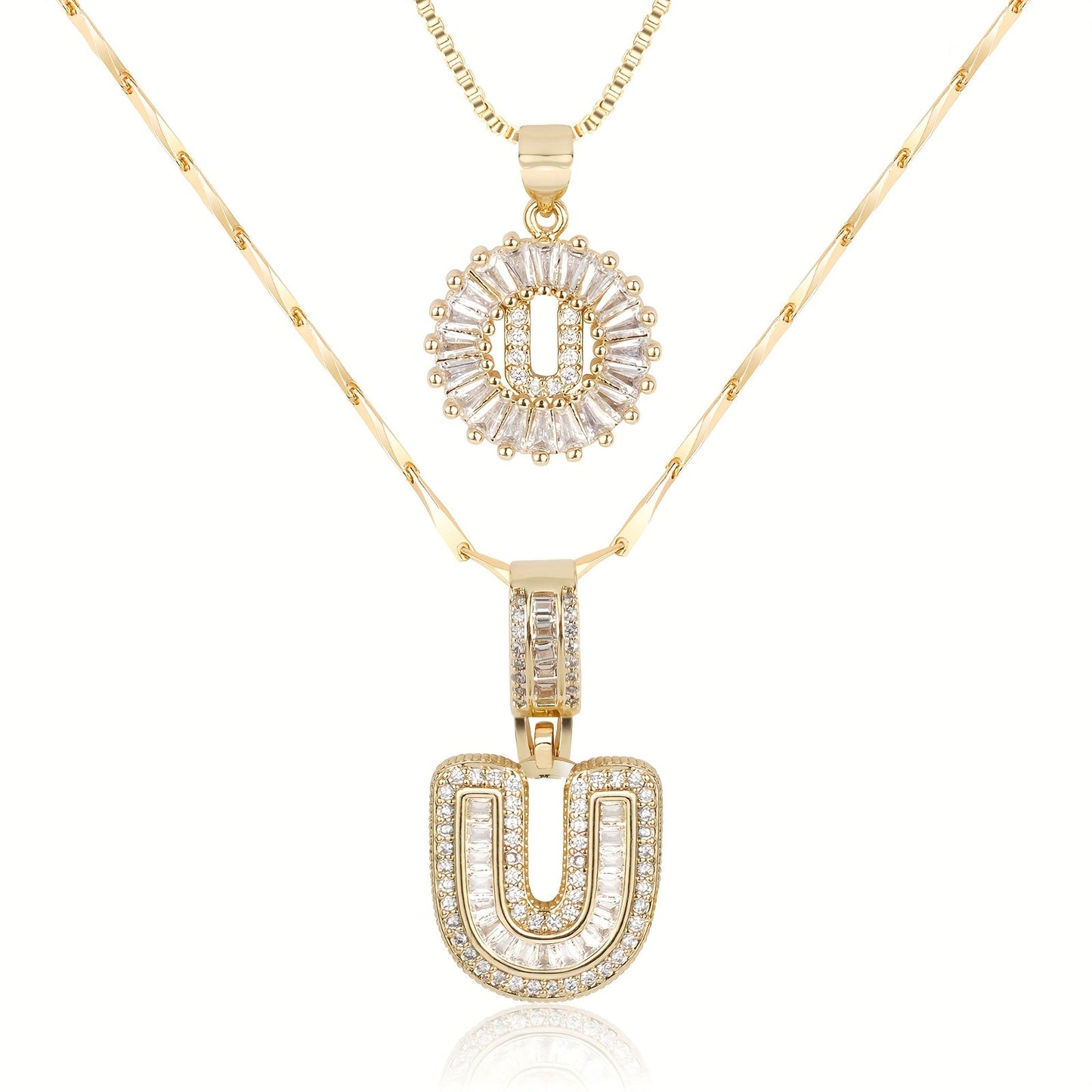 2pc 14k Diamond Letter Initial Necklaces