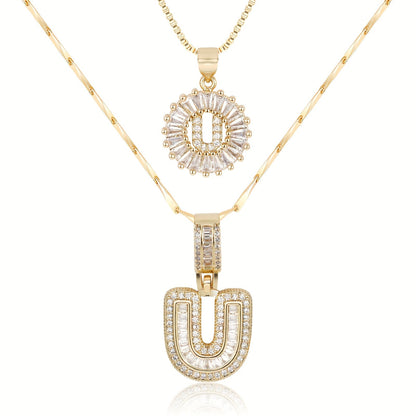 2pc 14k Diamond Letter Initial Necklaces