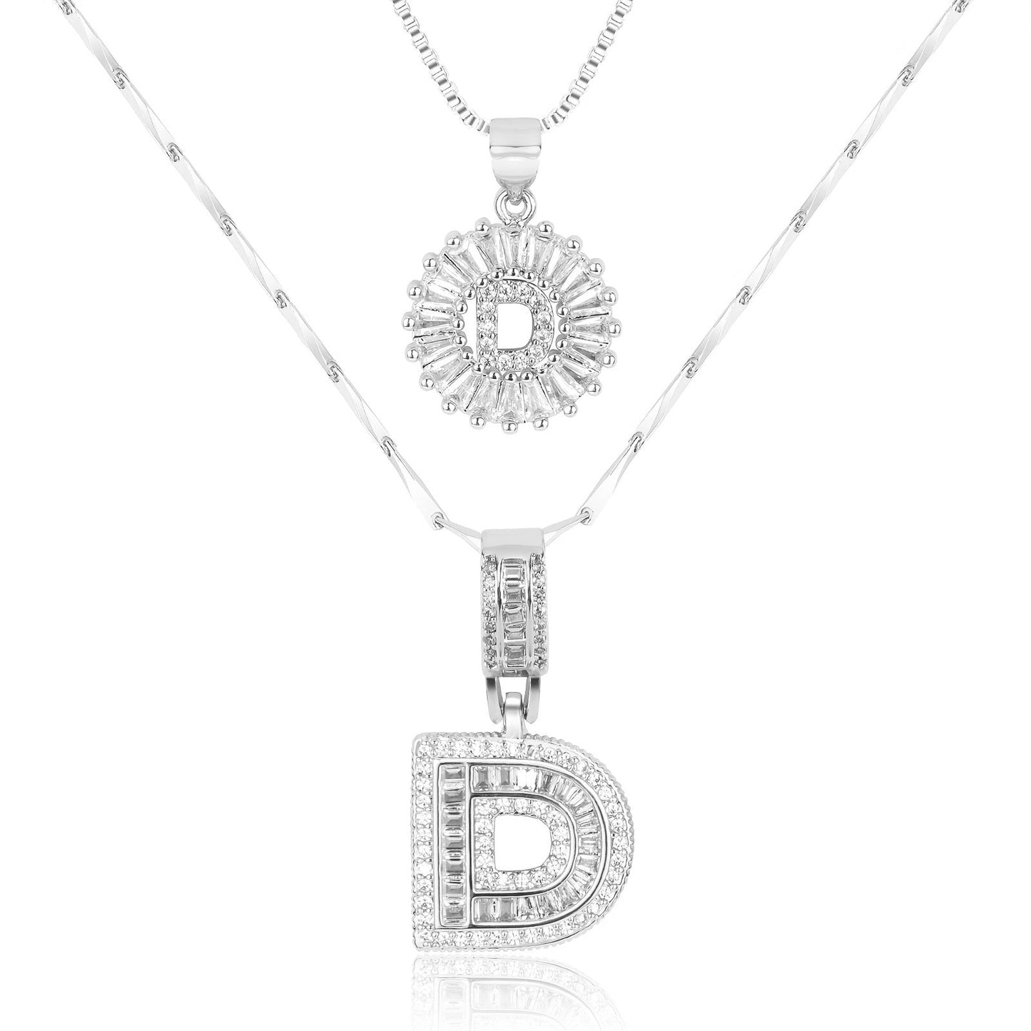 2pc 14k Diamond Letter Initial Necklaces