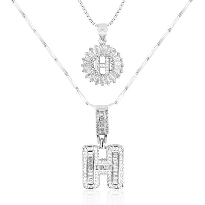 2pc 14k Diamond Letter Initial Necklaces