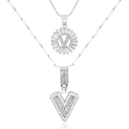 2pc 14k Diamond Letter Initial Necklaces